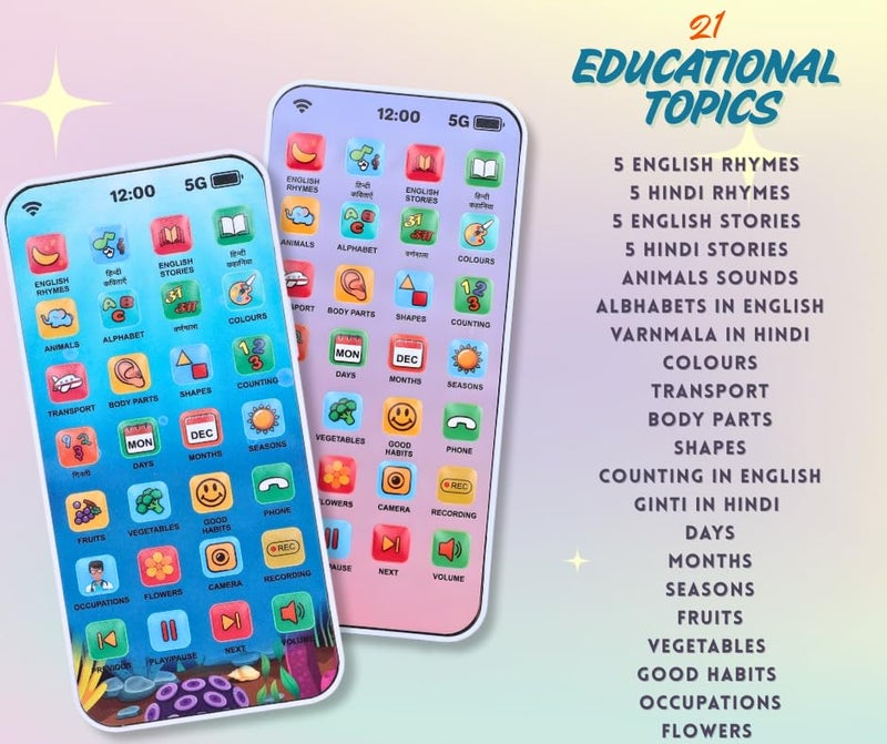 Eksploe EduPhone Educational Type-C Rechargeable Musical Toy 28 Functions Recording, Alphabet, Numbers, Varnmala, Animal Sounds, Nursery Rhymes in English & Hindi for Age 2 Years to 10 Years - Image 3