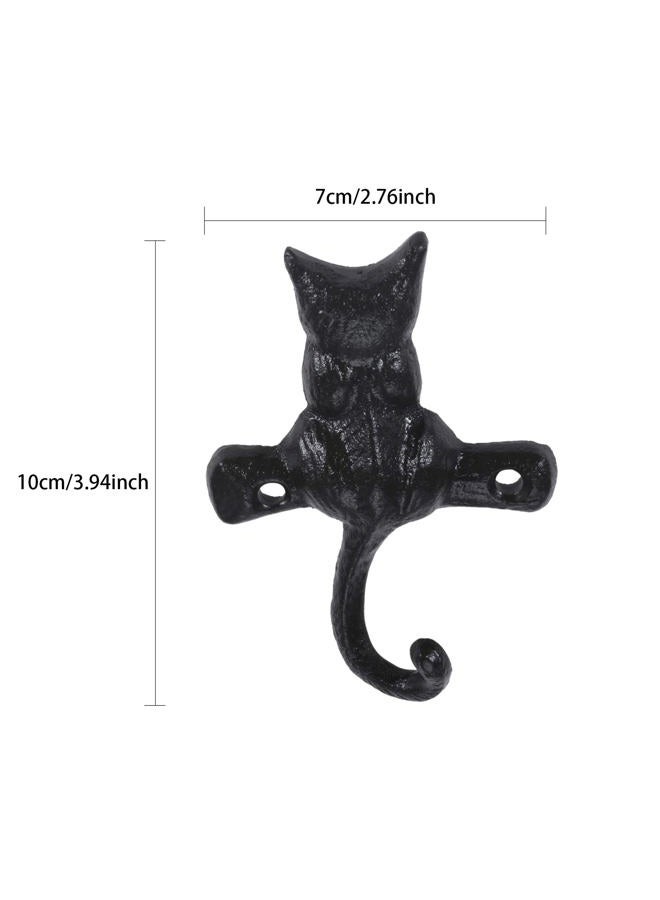 Dophee 2PCS Cast Iron Cat Hooks, Heavy Duty Wall Mounted Hanging Hooks Hanger for Hanging Keys Towels Robes Bag Hat Coat Handbag Plant Crafted Home Garden Outdoor Decor, 2.76"x3.94" - Image 4