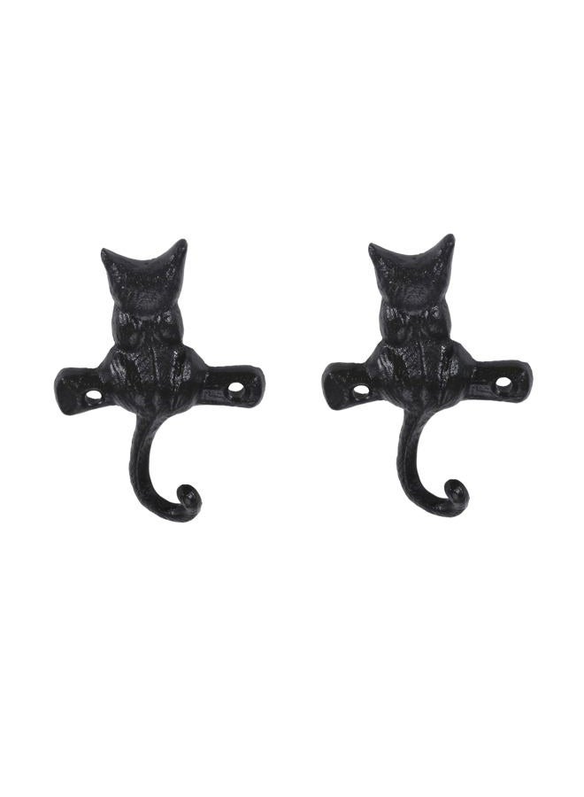 Dophee 2PCS Cast Iron Cat Hooks, Heavy Duty Wall Mounted Hanging Hooks Hanger for Hanging Keys Towels Robes Bag Hat Coat Handbag Plant Crafted Home Garden Outdoor Decor, 2.76"x3.94" - Image 1