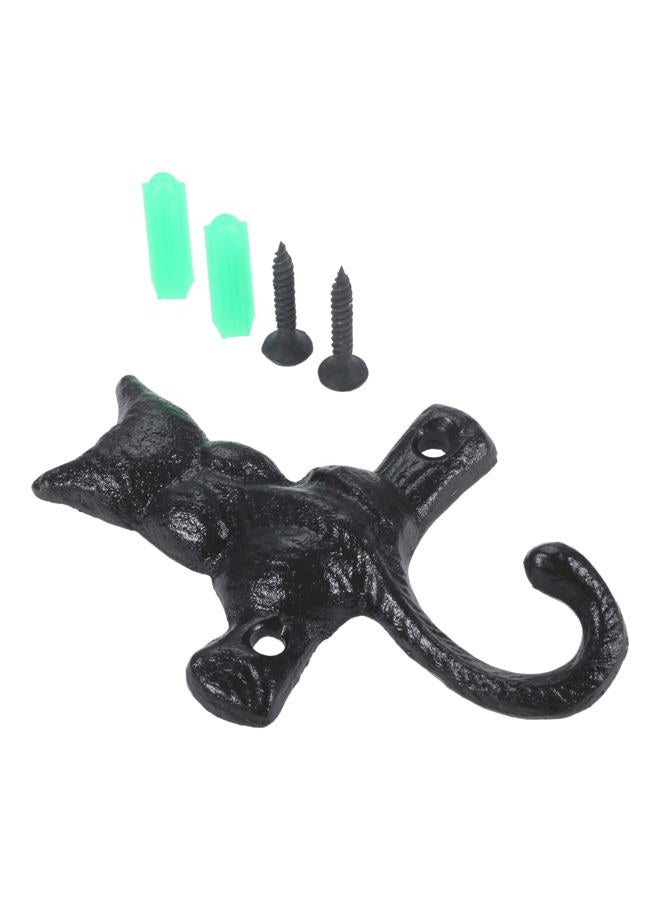 Dophee 2PCS Cast Iron Cat Hooks, Heavy Duty Wall Mounted Hanging Hooks Hanger for Hanging Keys Towels Robes Bag Hat Coat Handbag Plant Crafted Home Garden Outdoor Decor, 2.76"x3.94" - Image 2