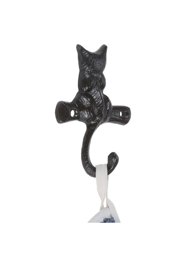 Dophee 2PCS Cast Iron Cat Hooks, Heavy Duty Wall Mounted Hanging Hooks Hanger for Hanging Keys Towels Robes Bag Hat Coat Handbag Plant Crafted Home Garden Outdoor Decor, 2.76"x3.94" - Image 3
