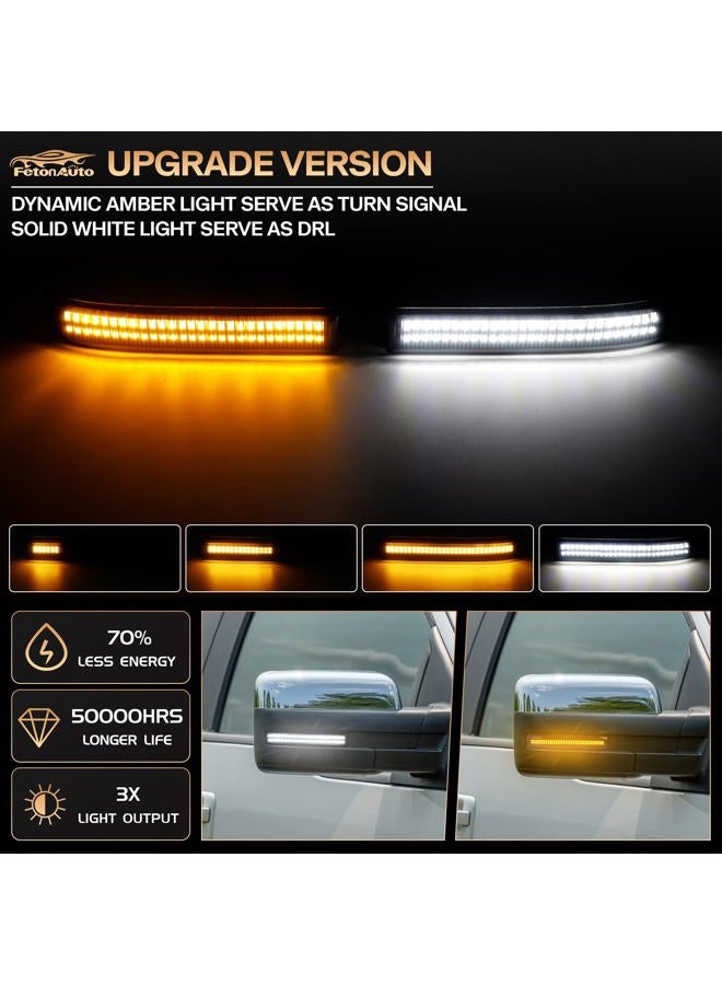 FetonAuto Sequential Switchback Side Mirror Turn Signal Lights for 2009-2014 Ford F150 and Raptor SVT, Smoked Lens LED Mirror Marker Reflector Amber Lights and White DRL - Image 2