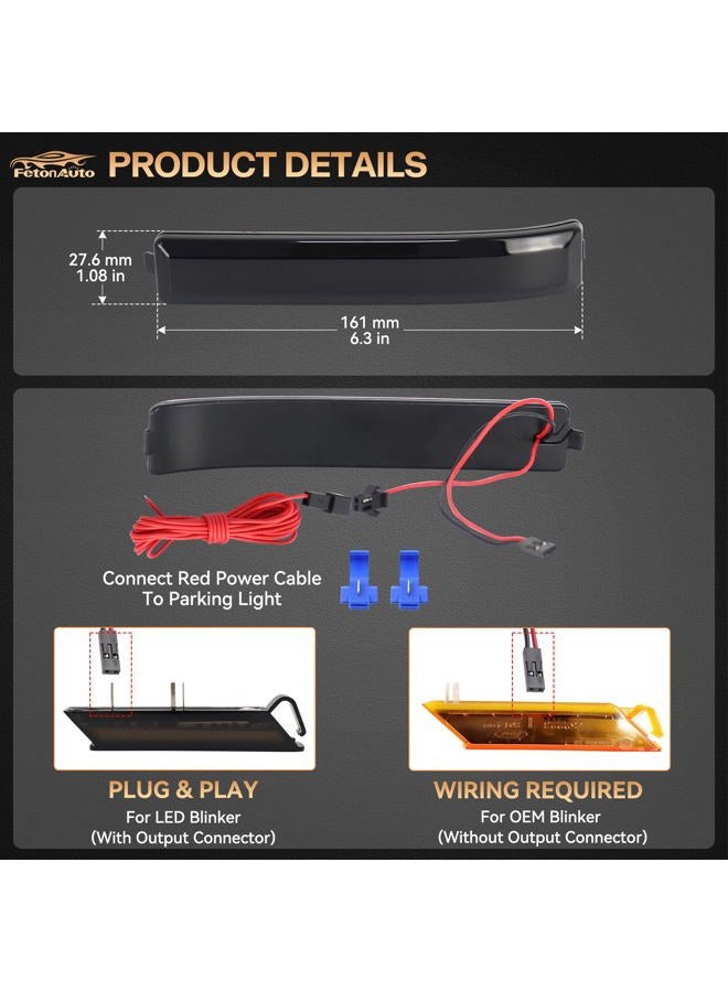 FetonAuto Sequential Switchback Side Mirror Turn Signal Lights for 2009-2014 Ford F150 and Raptor SVT, Smoked Lens LED Mirror Marker Reflector Amber Lights and White DRL - Image 3