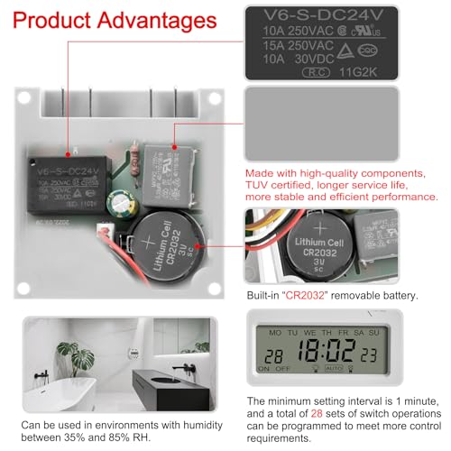 Heschen Digital LCD Power Weekly Programmable Timer Relay Switch, CN101A, AC200-230V, 16Amp, SPST, with Waterproof Cover CE White - Image 4