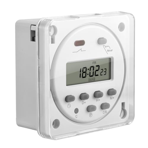 Heschen Digital LCD Power Weekly Programmable Timer Relay Switch, CN101A, AC200-230V, 16Amp, SPST, with Waterproof Cover CE White - Image 1