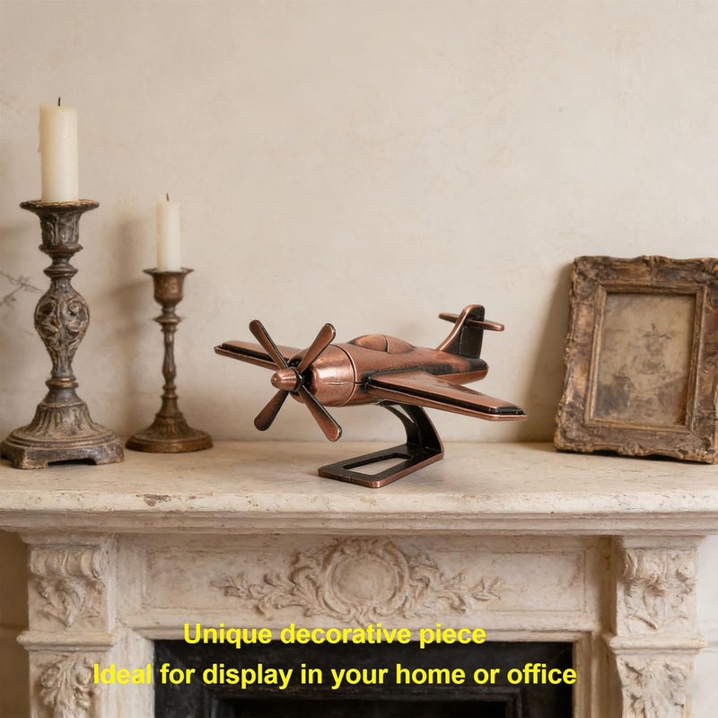 ZJchao WWII Propeller Fighter Plane Model, Alloy Aircraft Display with Stand, Detailed Collectible Military Decor for Desk, Office, Home, Aviation Enthusiasts, Veterans (Red Antique) - Image 3