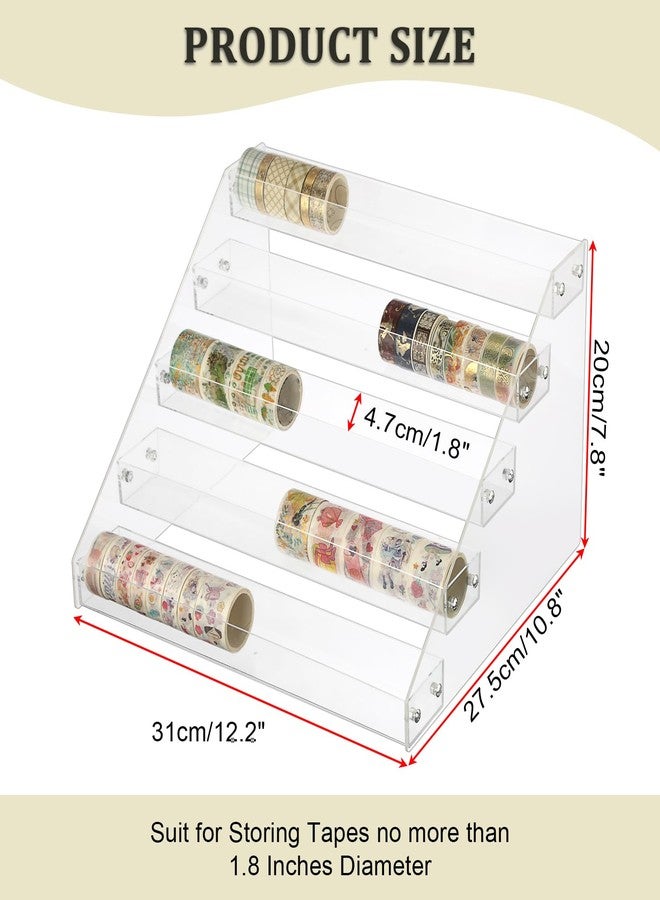BTSKY 5 Tier Washi Tape Organizer - Clear Plastic Washi Tape Storage Rack, Assembly Washi Tape Storage Holder Washi Tape Dispenser Desk Accessories Display Caddy for Scrapbooking Art Craft Supplies - Image 3