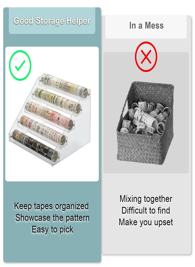 BTSKY 5 Tier Washi Tape Organizer - Clear Plastic Washi Tape Storage Rack, Assembly Washi Tape Storage Holder Washi Tape Dispenser Desk Accessories Display Caddy for Scrapbooking Art Craft Supplies - Image 2