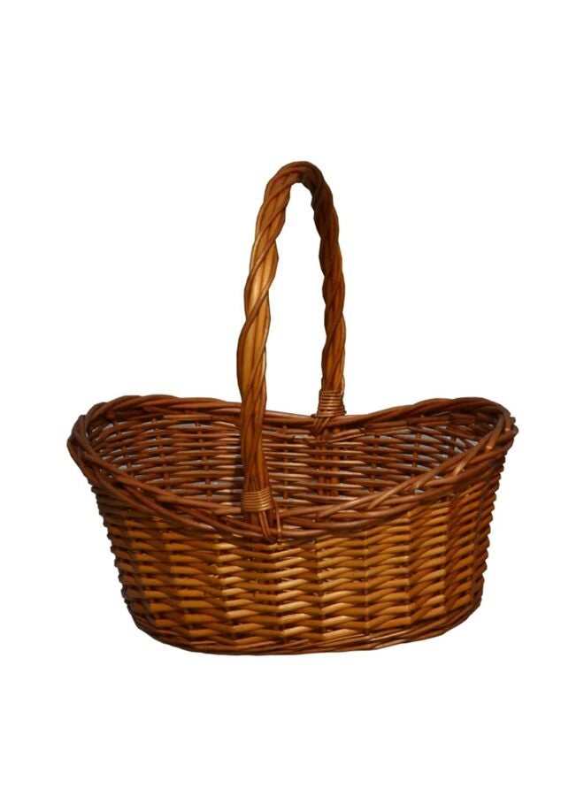 Wicker Basket with Handle - Dark Brown Hand Woven Harvest Basket, Wicker Picnic Baskets - Wicker Flower Basket for Storage, Picnics, Easter, Organizing, and More (Size : Large) - Image 1