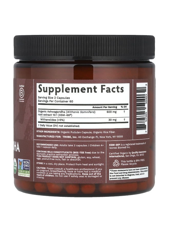 TRIBE ORGANICS Tribe Organics, Ashwagandha KSM-66®, 120 Capsules  - Image 2