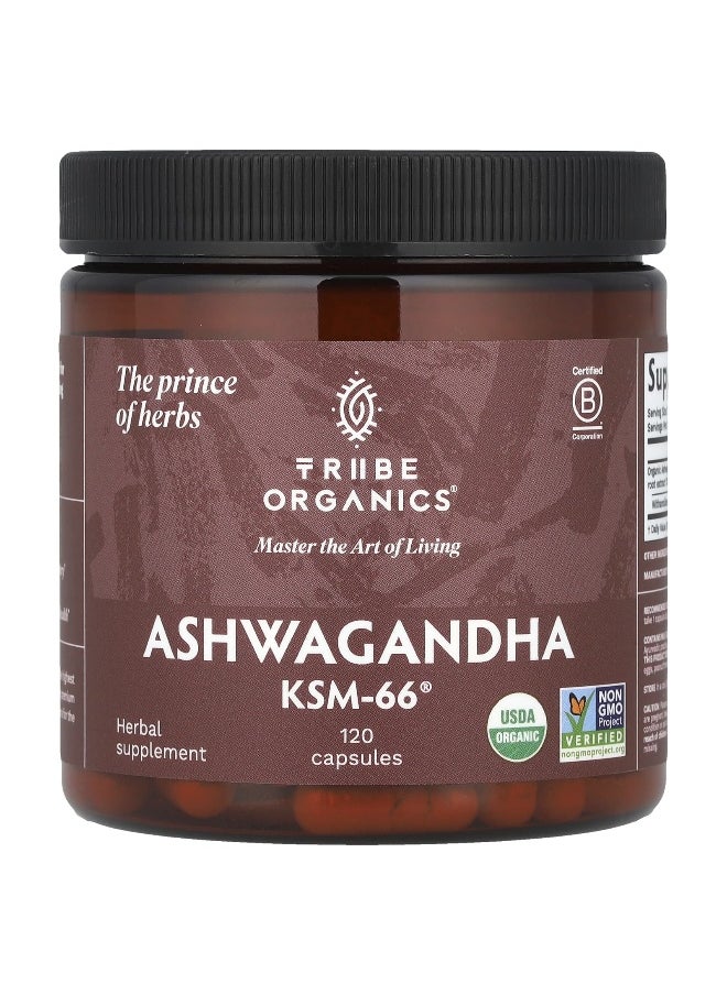 TRIBE ORGANICS Tribe Organics, Ashwagandha KSM-66®, 120 Capsules  - Image 1