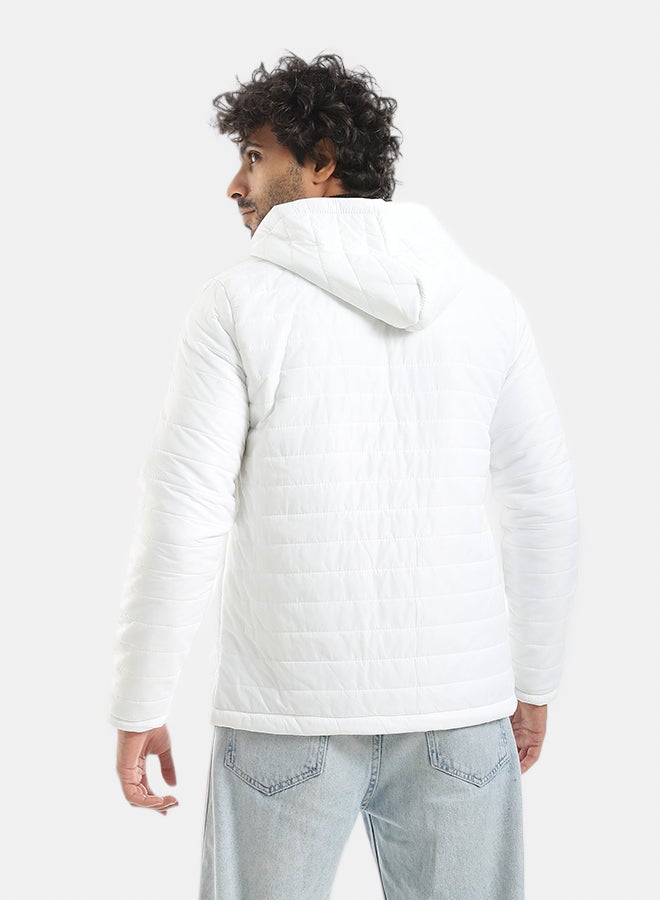 Andora Zipper Closure Hooded Fleeced Pump White Jacket_White - Image 3