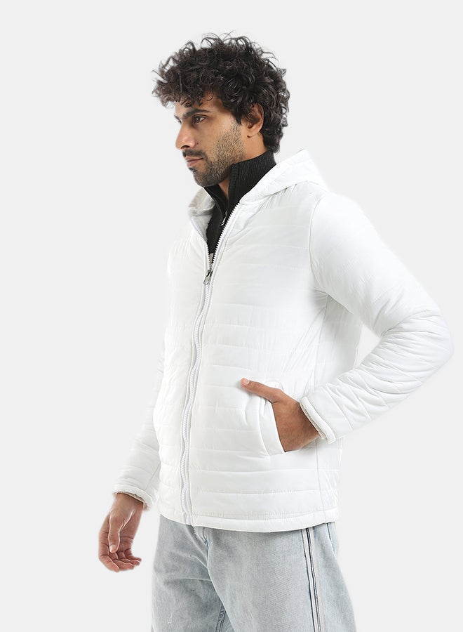 Andora Zipper Closure Hooded Fleeced Pump White Jacket_White - Image 2