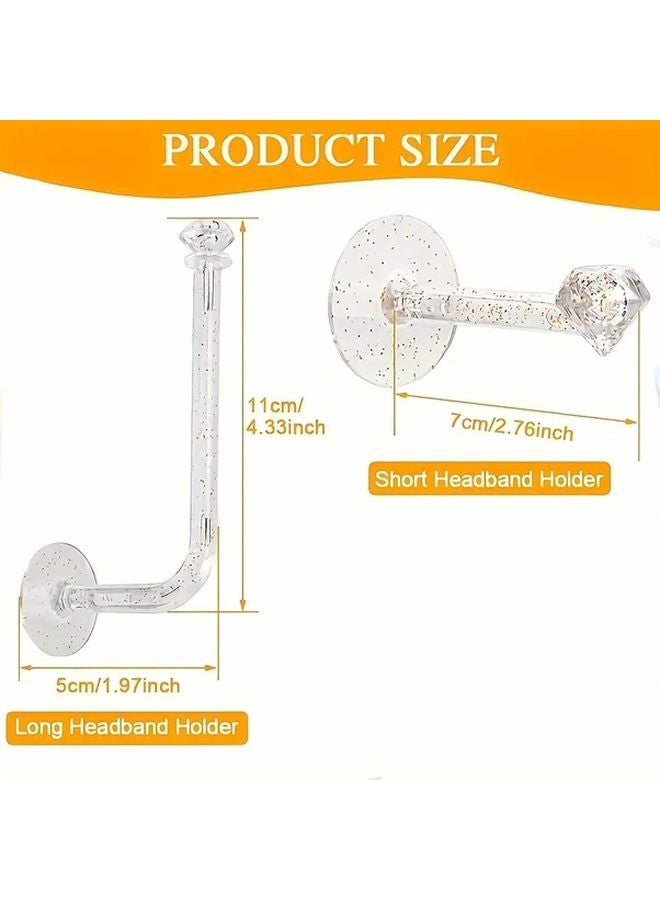 4 Pcs Short Hook Clear Glitter Adhesive Scrunchy Holders For Hair Accessories Organization - Image 4