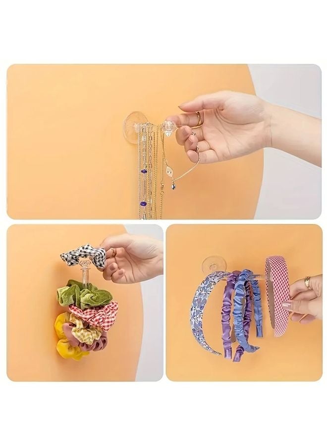 4 Pcs Short Hook Clear Glitter Adhesive Scrunchy Holders For Hair Accessories Organization - Image 5