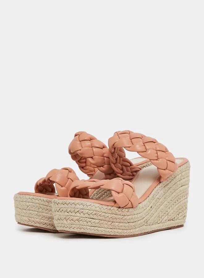 Styli Braided Strap Slip On Wedge Heel Sandals