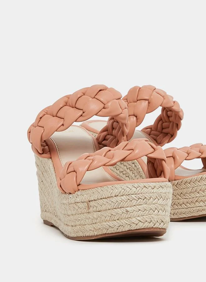 Styli Braided Strap Slip On Wedge Heel Sandals