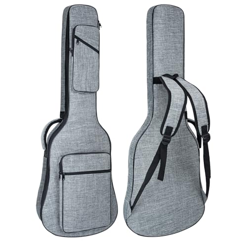 Muscab 39 Inch Electric Guitar Bag 11mm Padding Waterproof Electric Guitar Case, Electric Guitar Gig Bag Backpack with Neck Strap and Pockets, Grey - Image 1