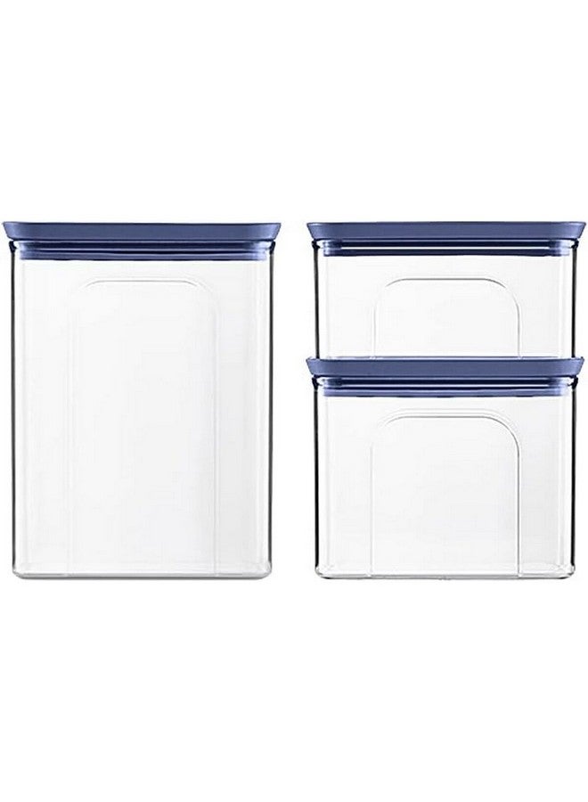 Stefanplast 3-Piece Tosca Rectangular Plastic Jar Set Clear and Blue 20 x 15.5 x 21 cm 55684 - Image 2
