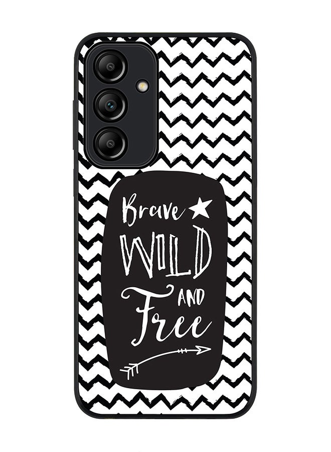 Stylizedd Rugged Black Edge Case for Samsung Galaxy A55, Slim fit Soft Case Flexible Rubber Edges Anti Drop TPU Gel Thin Cover -  Brave, Wild And Free - Image 1