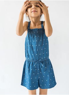 Polka Dot Denim Look Romper