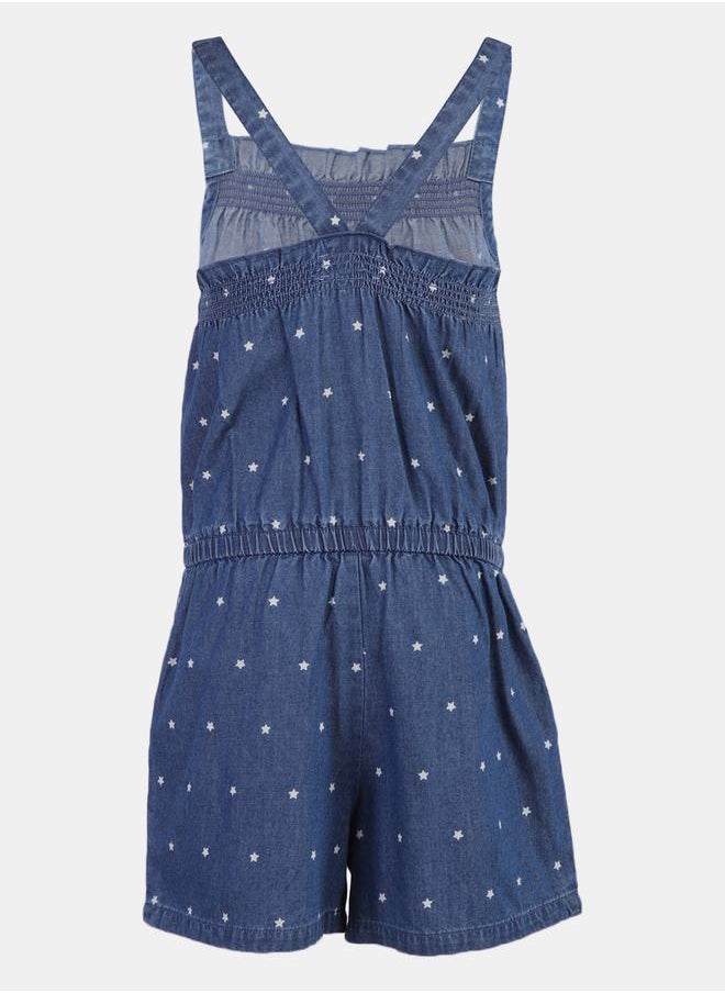 Styli - Polka Dot Denim Look Romper - Image 1