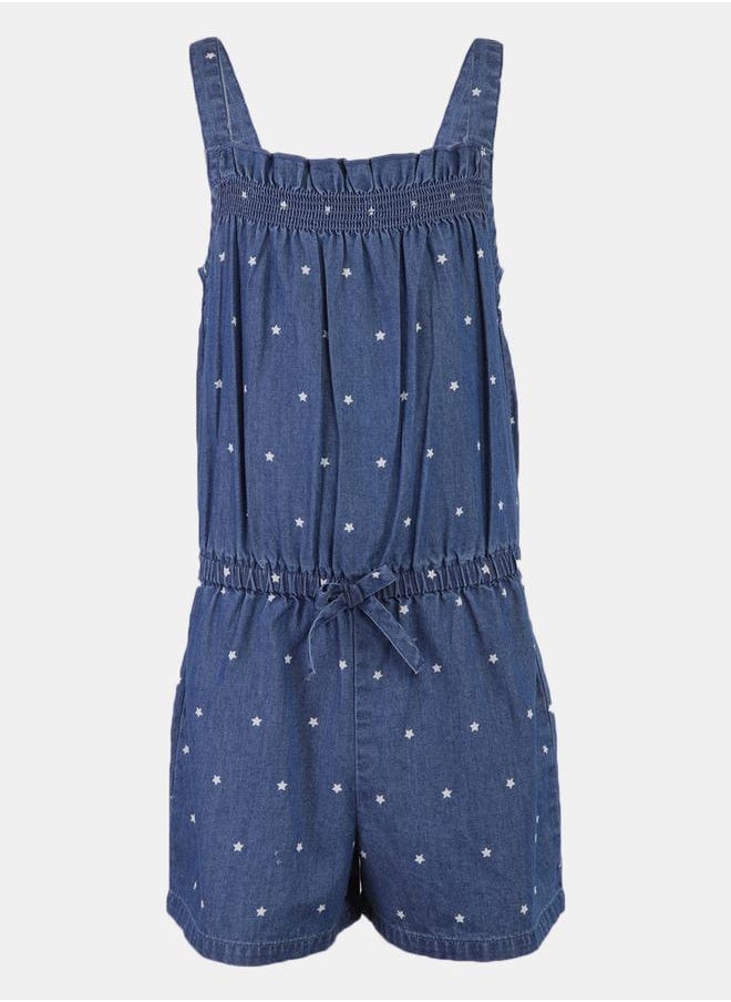 Styli - Polka Dot Denim Look Romper - Image 1
