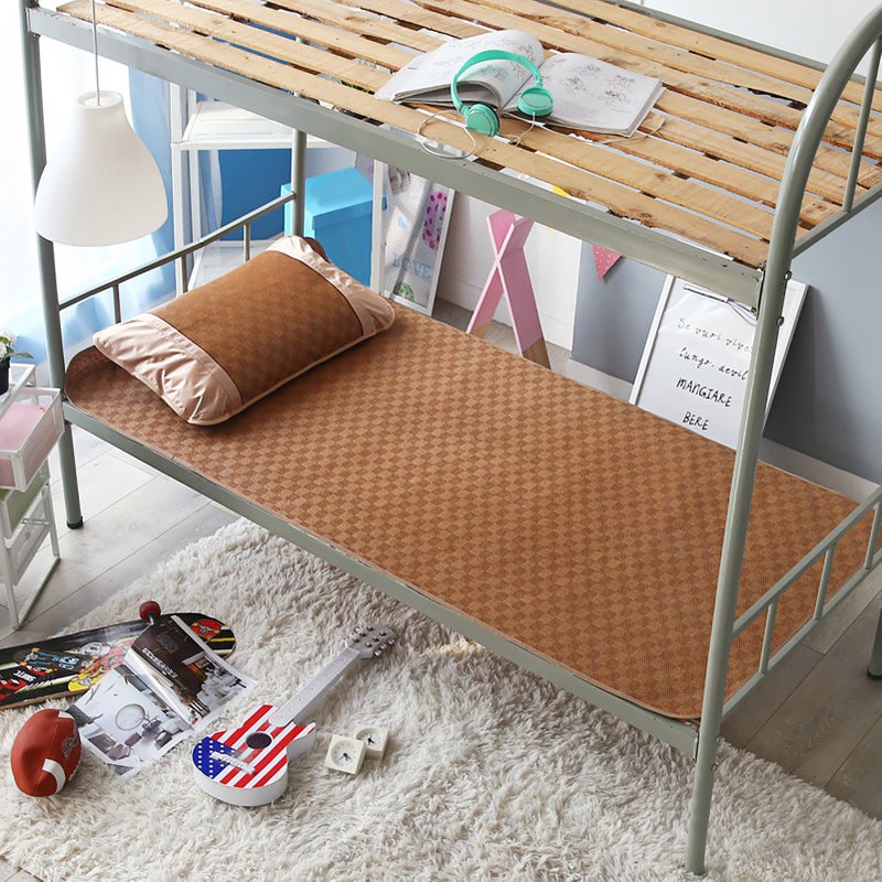 Home Textile Rattan Mat Grid Fitted Sheet Set Summer Cool Bed Cover (80*195cm Pillowcase*1) - Image 4
