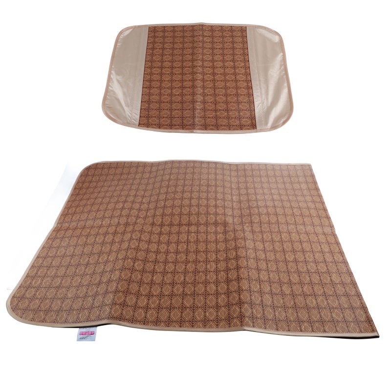 Home Textile Rattan Mat Grid Fitted Sheet Set Summer Cool Bed Cover (80*195cm Pillowcase*1) - Image 1