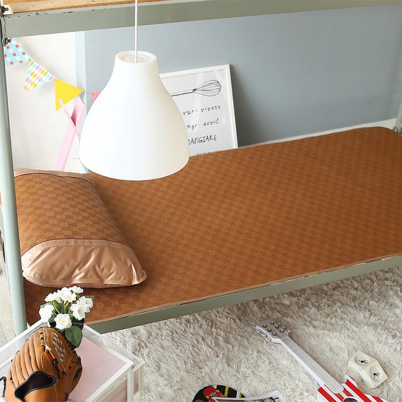 Home Textile Rattan Mat Grid Fitted Sheet Set Summer Cool Bed Cover (80*195cm Pillowcase*1) - Image 5
