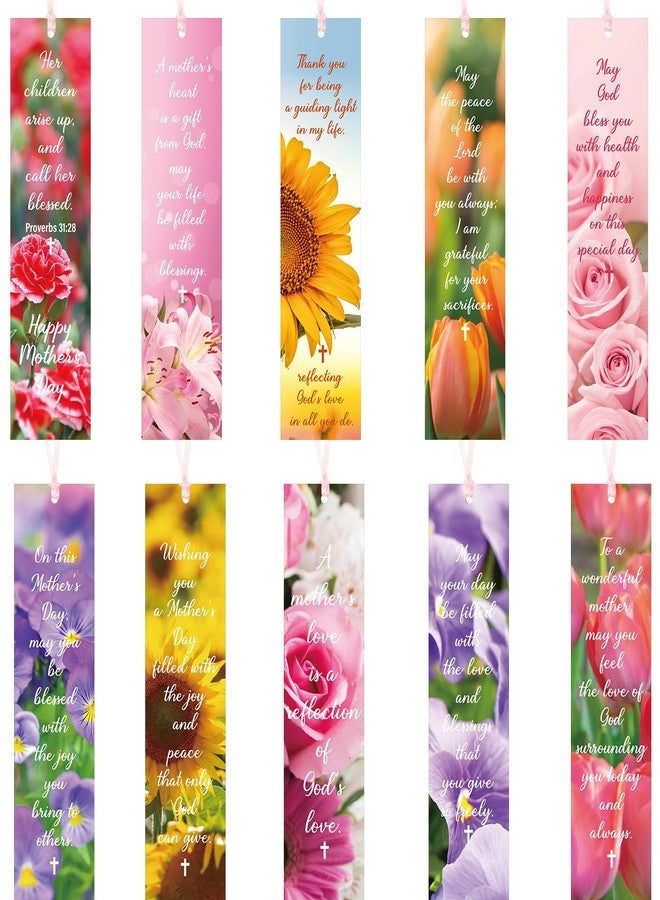 Skyygemm 100 Pcs Happy Mother's Day Bible Verses Bookmarks Bulk Inspirational Scripture Mothers Day Bookmarks Christian Religious Bible Flower Page Clips Church Gift for Women Mom Reading Lover - Image 1