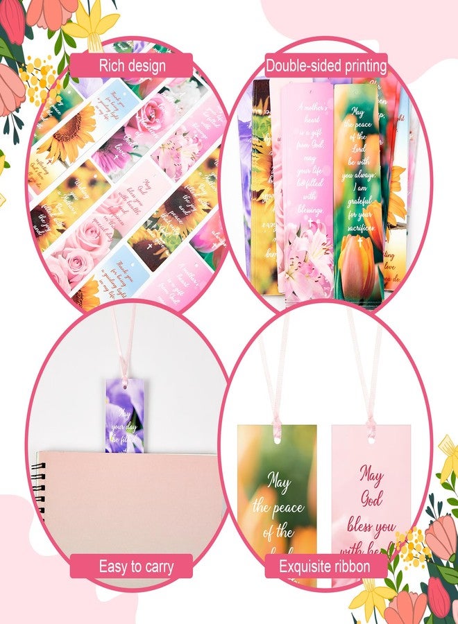Skyygemm 100 Pcs Happy Mother's Day Bible Verses Bookmarks Bulk Inspirational Scripture Mothers Day Bookmarks Christian Religious Bible Flower Page Clips Church Gift for Women Mom Reading Lover - Image 3