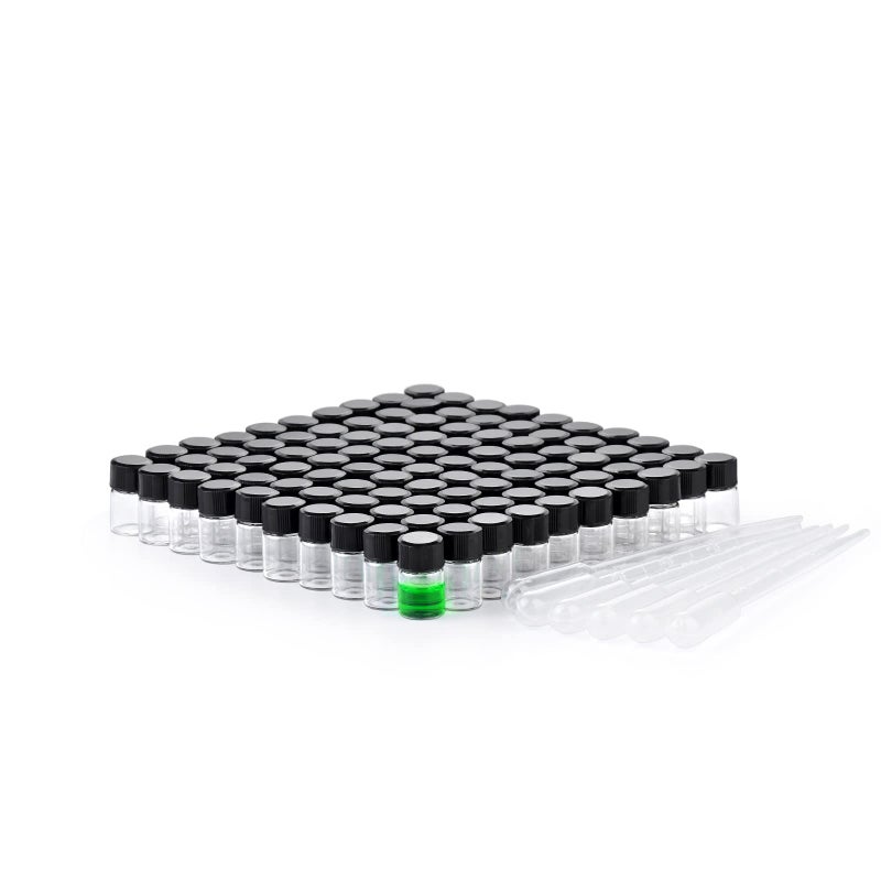 BKMAMLAB 2ml Clear Small Glass Vials 100pcs with Screw Caps100pcs - Image 2