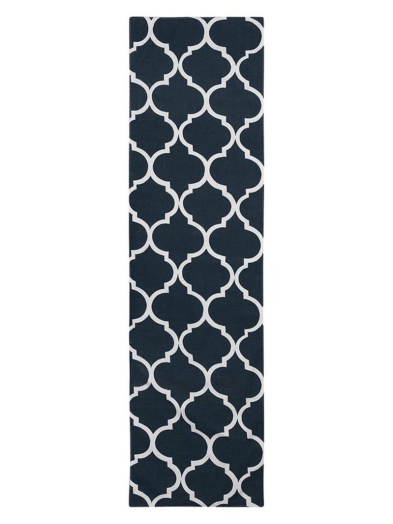 Dekor World Ogee Printed Navy Blue Table Runner (33x240cm) (Pack of 1)-8 Seater Dinning & Center Table - Image 3