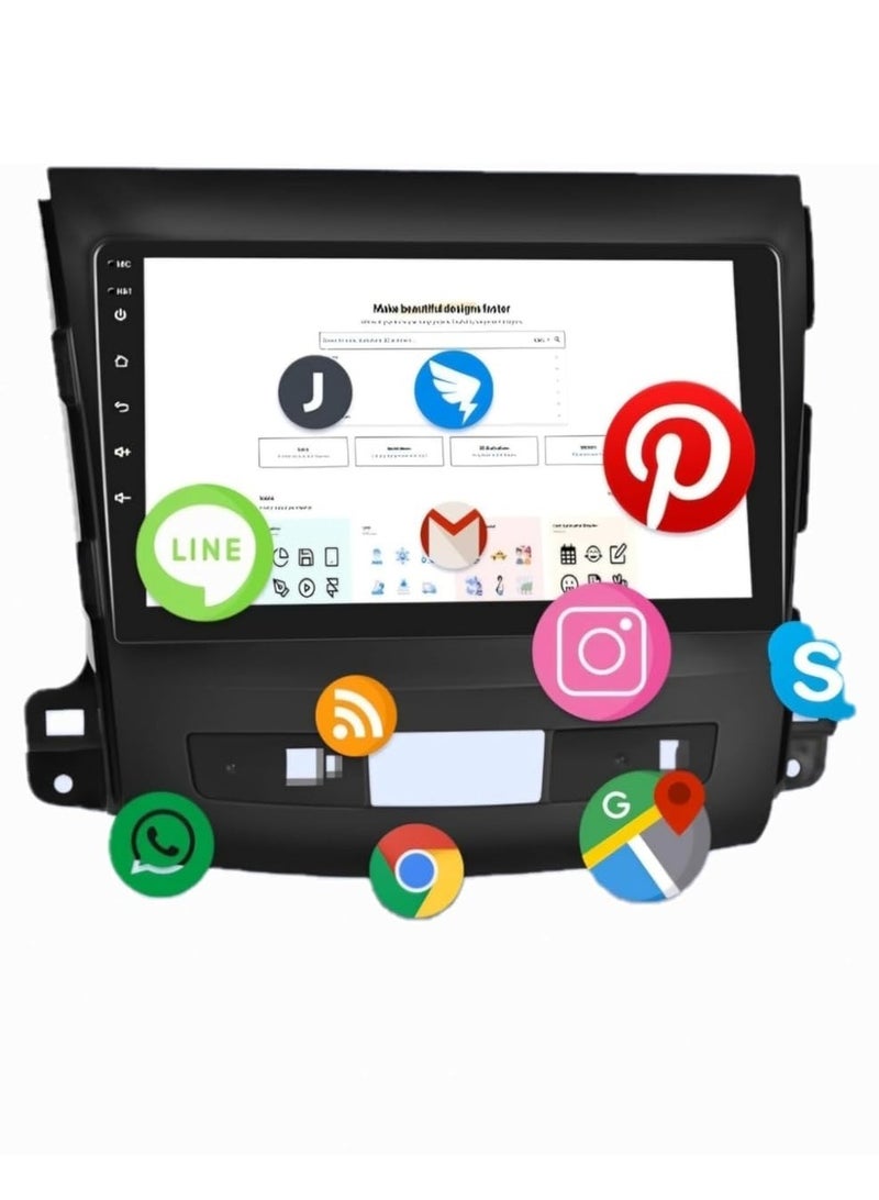 Generic Android 9 system, 9 inches, 2GB + 32GB, Bluetooth - Wi Fi - Mirror Link - GPS Navigation - FM Radio - Mitsubishi Outlander 2008 to 2015 with free rear camera.  - Image 4