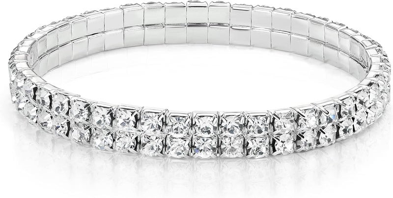 Zealmer Sparkle Multicolor Rhinestone Stackable Stretch Bracelets for Women - Image 1