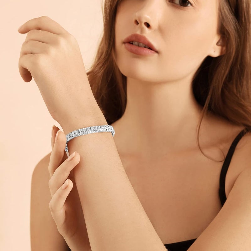 Zealmer Sparkle Multicolor Rhinestone Stackable Stretch Bracelets for Women - Image 3