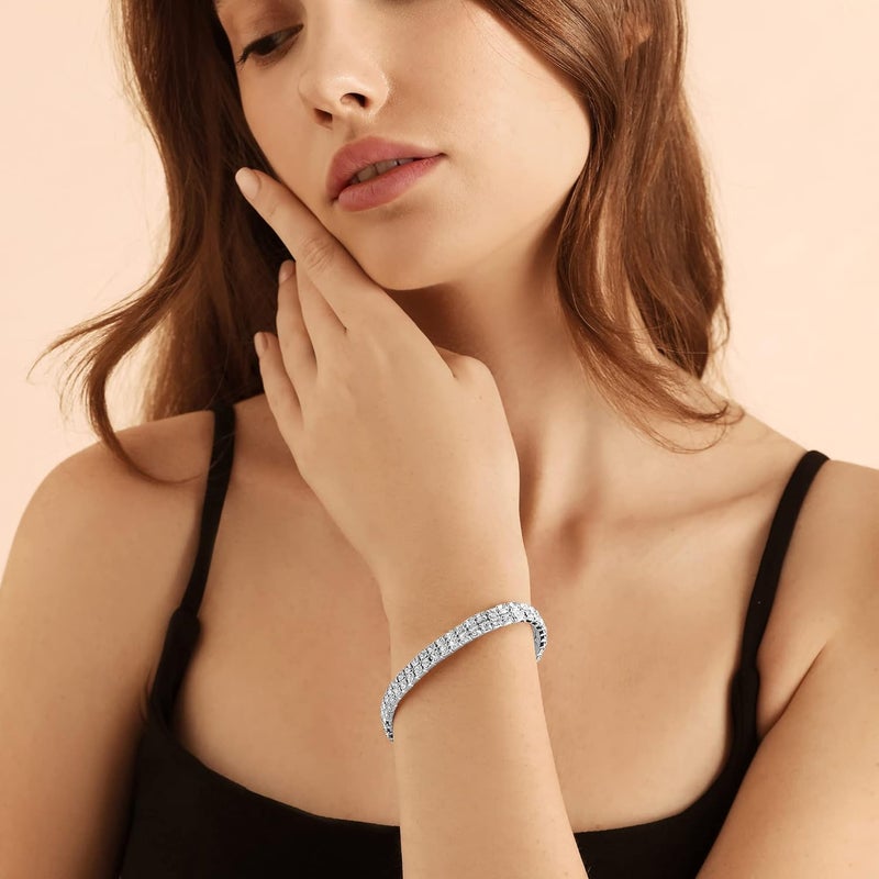 Zealmer Sparkle Multicolor Rhinestone Stackable Stretch Bracelets for Women - Image 5