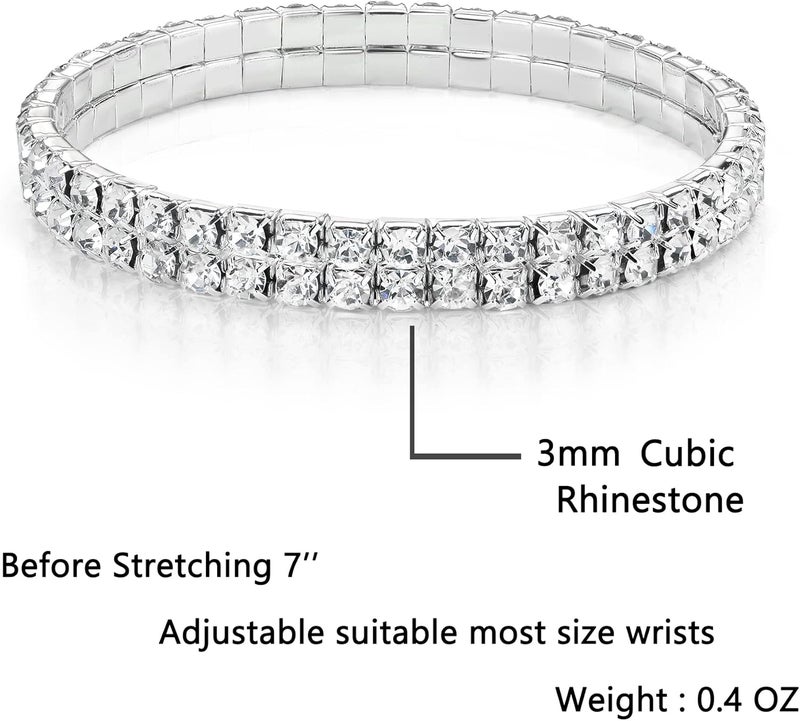 Zealmer Sparkle Multicolor Rhinestone Stackable Stretch Bracelets for Women - Image 2