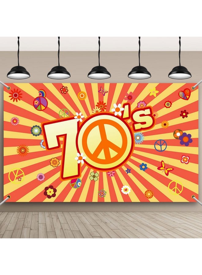 Remerry 70s Party Backdrop Back to 1970's Hippie Groovy Decorations Daisy Flower Peace Sign for Birthday Party Supplies Banner Photo Props - Image 1