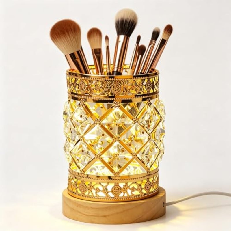 LED Crystal Night Light Multi-Purpose Organizer for Pens, Makeup Brushes and Fragrant Stones - Image 3