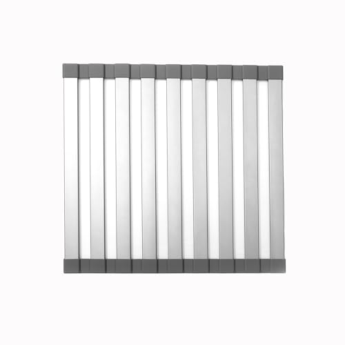 Mistifi Large Rollable Dish Drying RackOver The Sink Drying Rack Sink Cover Kitchen Sink Accessories Kitchen Rolling up alluminum Drainer FoldableRollableBlack 179x13 - Image 1