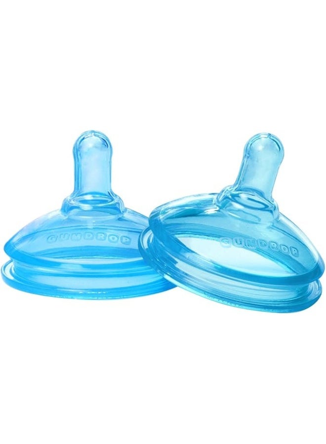 ذا فيرست ييرز عبوة من حلمتين من GumDrop لحديثي الولادة - تدفق بطيء، سيليكون ناعم، خالية من مادة BPA - لزجاجات GumDrop العريضة (أزرق) - Image 2