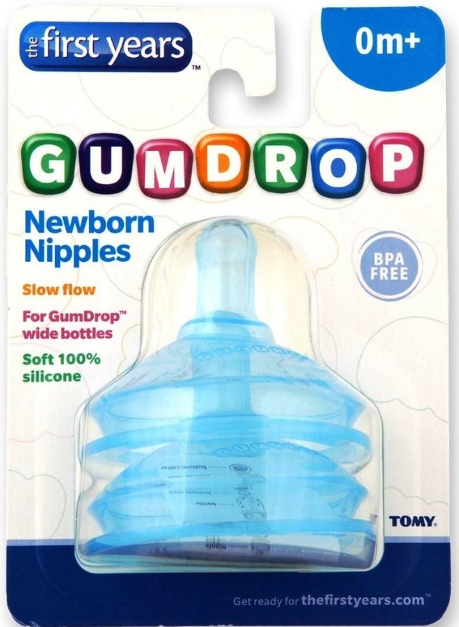 ذا فيرست ييرز عبوة من حلمتين من GumDrop لحديثي الولادة - تدفق بطيء، سيليكون ناعم، خالية من مادة BPA - لزجاجات GumDrop العريضة (أزرق) - Image 4