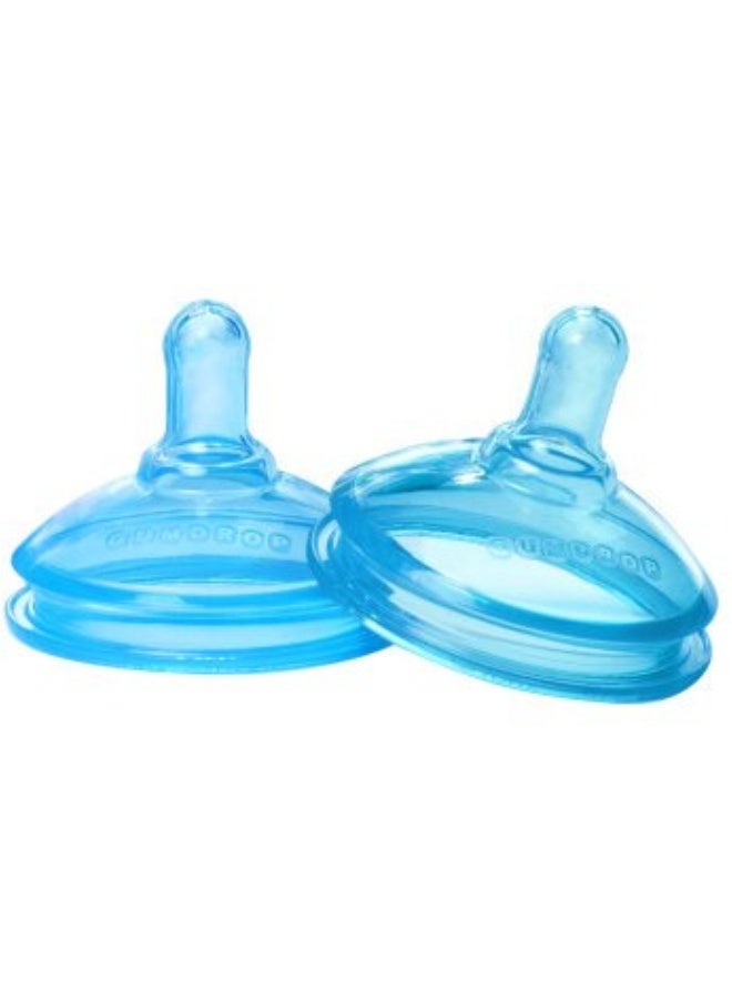ذا فيرست ييرز عبوة من حلمتين من GumDrop لحديثي الولادة - تدفق بطيء، سيليكون ناعم، خالية من مادة BPA - لزجاجات GumDrop العريضة (أزرق) - Image 1