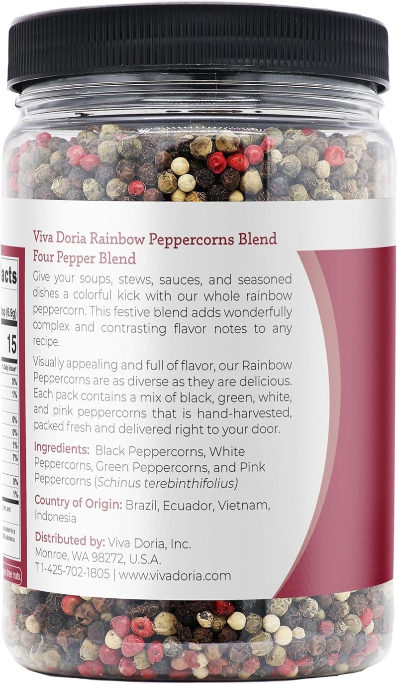 Viva Doria Rainbow Blend Peppercorn - 16 Oz Four Pepper Blend for Grinder Refills - Image 3