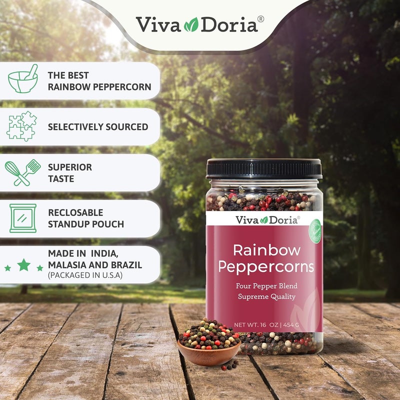Viva Doria Rainbow Blend Peppercorn - 16 Oz Four Pepper Blend for Grinder Refills - Image 4