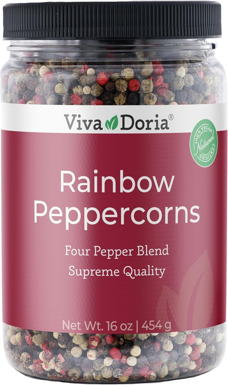 Viva Doria Rainbow Blend Peppercorn - 16 Oz Four Pepper Blend for Grinder Refills - Image 1