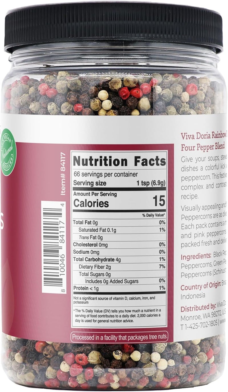 Viva Doria Rainbow Blend Peppercorn - 16 Oz Four Pepper Blend for Grinder Refills - Image 2