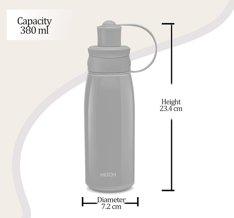 Milton MILTON Bravo 400 Stainless Steel Sports Water Bottle, 400 ml/72 mm, Green - Image 5